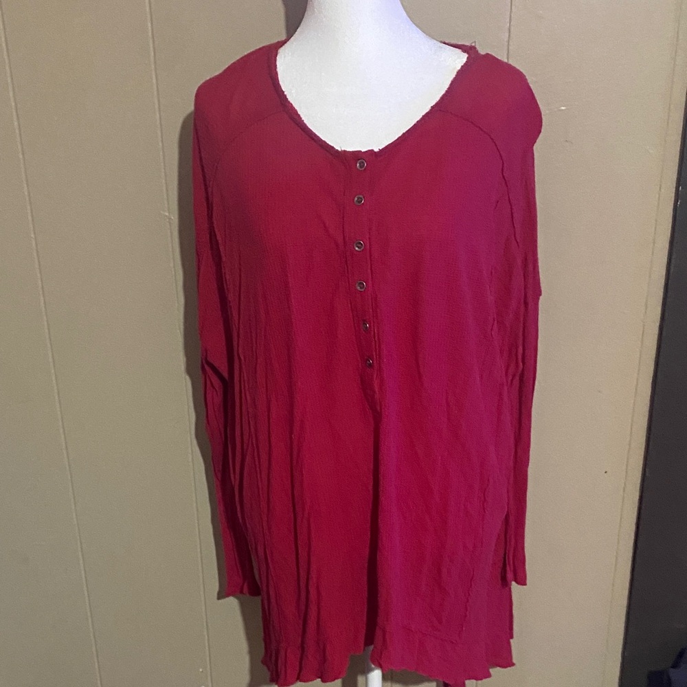Free People Women’s Red Button-Up Top